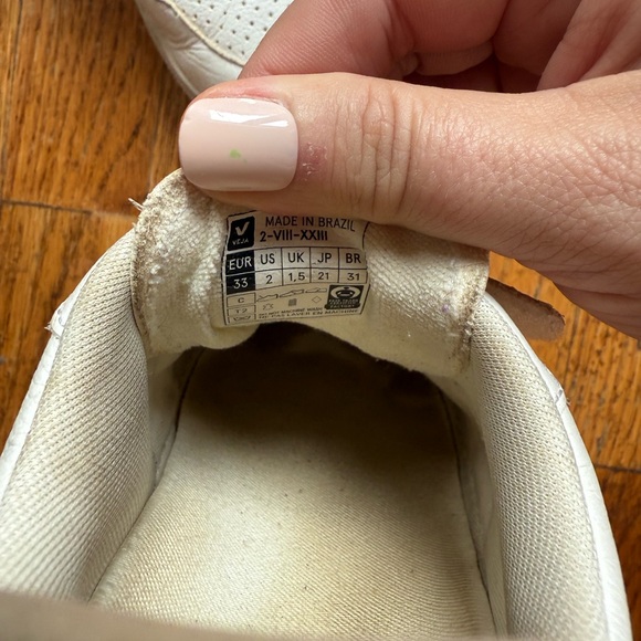 Veja Kids' Sneakers V-10 LEATHER MULTICO WHITE SHINY sz: 2 - Picture 4 of 7